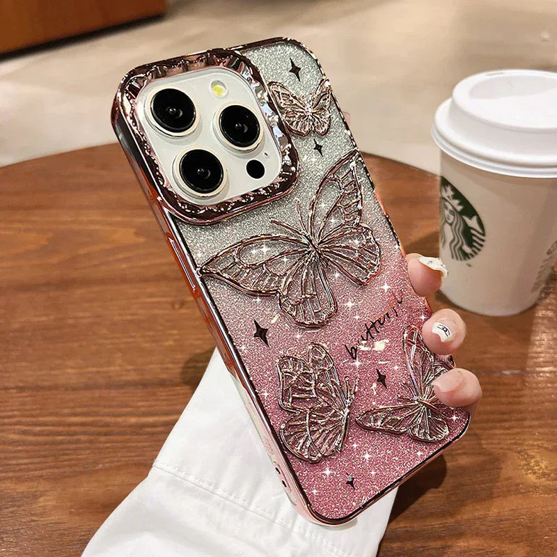 new-butterfly-glitter-anti-fall-iphone-case - Viexta