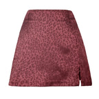 Leopard Print High Waist Slit Short Skirt - Viexta