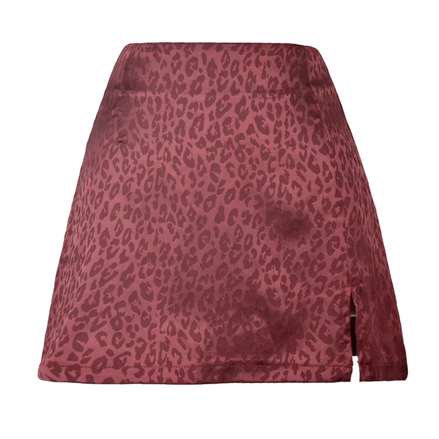 Leopard Print High Waist Slit Short Skirt - Viexta