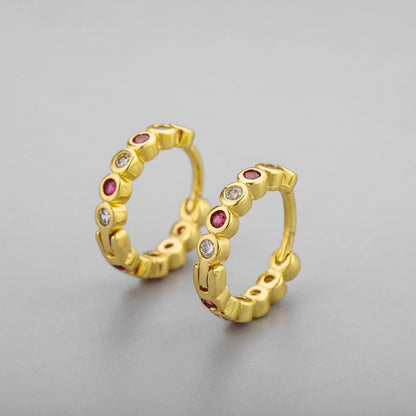 Diamond-embedded Gold-plated Versatile Earrings