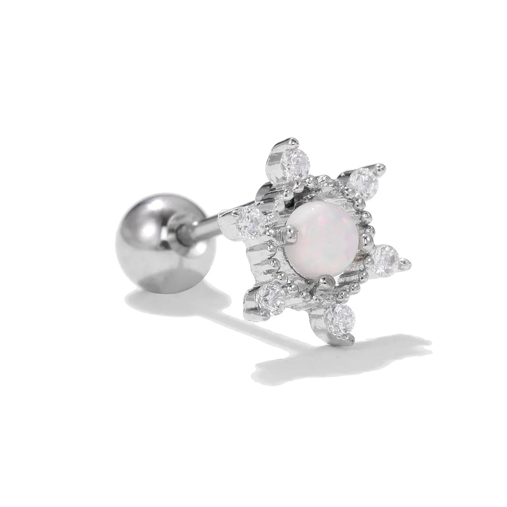 Colorful Opal Titanium Steel Stud Earrings - Viexta