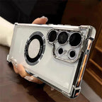 Magnetic Suction Airbag Electroplating Transparent Samsung Case - Viexta