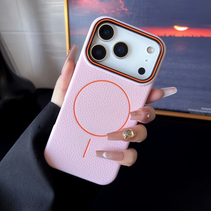 Magnetic Ring Litchi Pattern iPhone Case