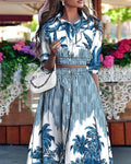 Collar Top Plus-sized Swing Dress - Viexta
