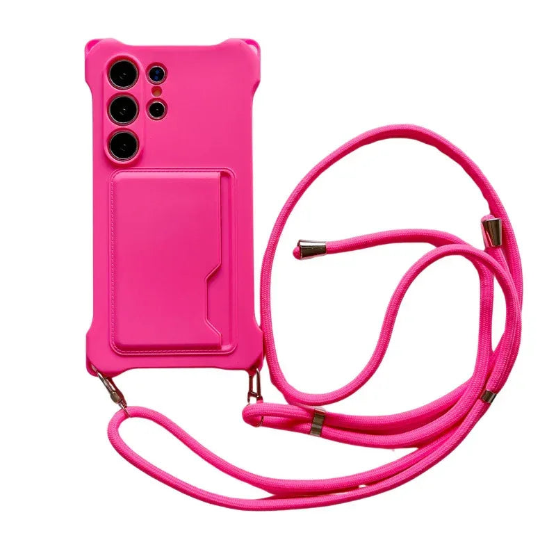 Four-corner Liquid Card Holder Lanyard iPhone Case - Viexta