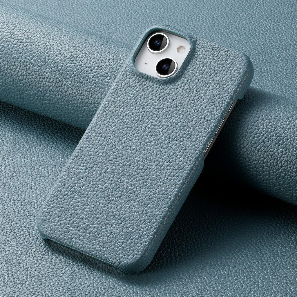 litchi-grain-plain-leather-iphone-case - Viexta