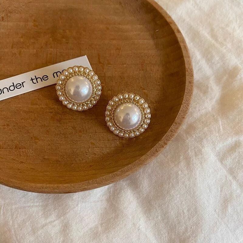 Sterling Silver Needle Pearl Stud Earrings - Viexta