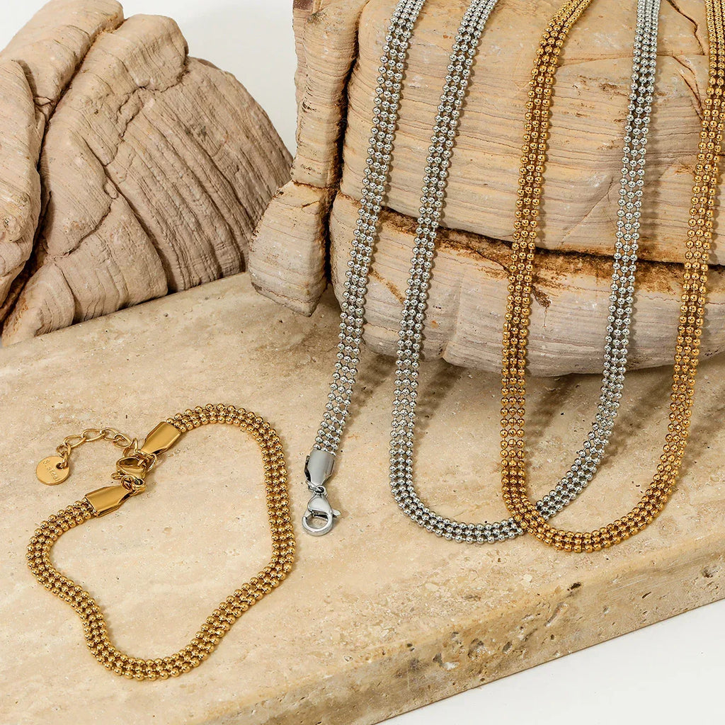Cross-border Bead Chain Necklace Bracelet Set - Viexta