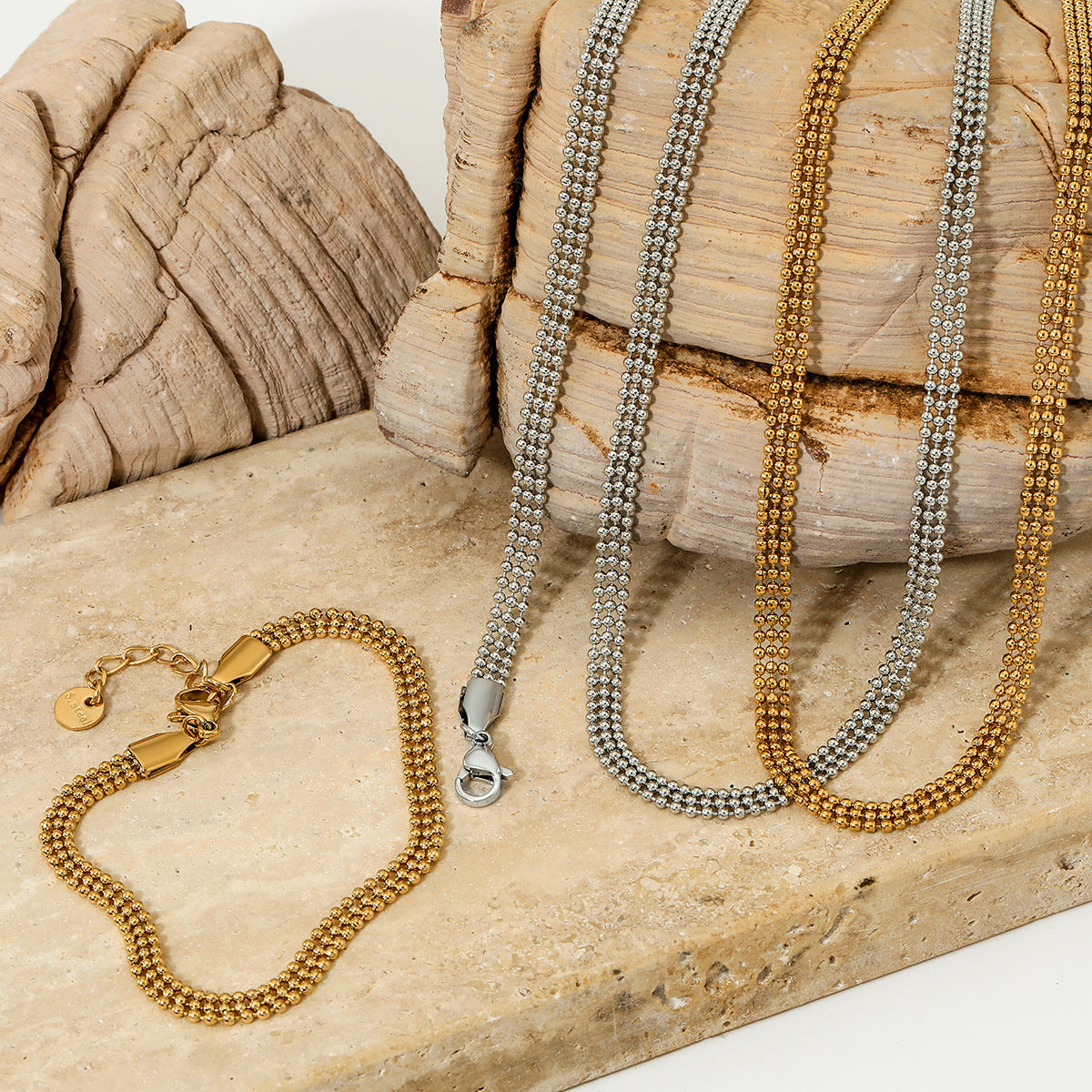 Cross-border Bead Chain Necklace Bracelet Set