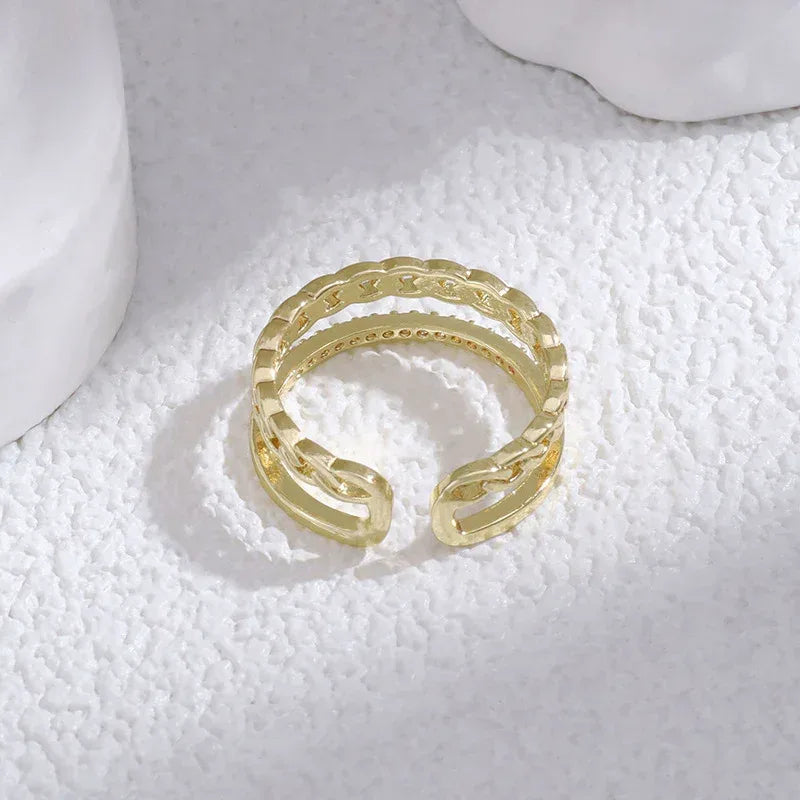 Double-layer Twist Open Ring - Viexta