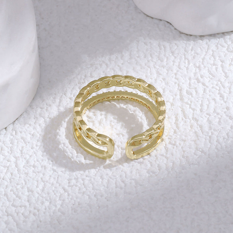 Double-layer Twist Open Ring