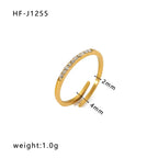 Inlaid Zircon 18K Gold-plated Stainless Steel Diamond Ring - Viexta