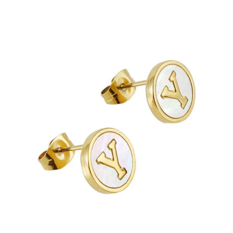 Titanium Steel 26 English Alphabet Letter Studs - Viexta