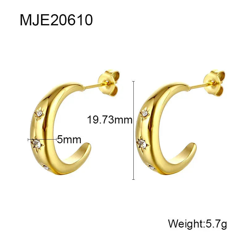 Light Luxury C- Shaped Stainless Steel Hoops - Viexta