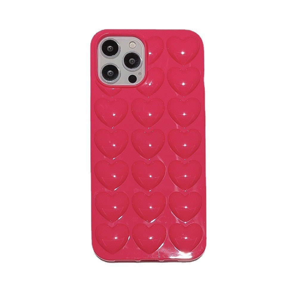 Solid Color Stereo Heart iPhone Case