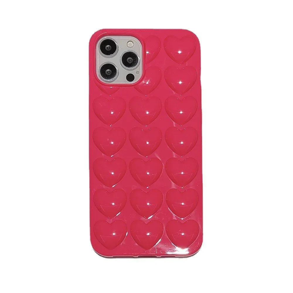 Solid Color Stereo Heart iPhone Case - Viexta