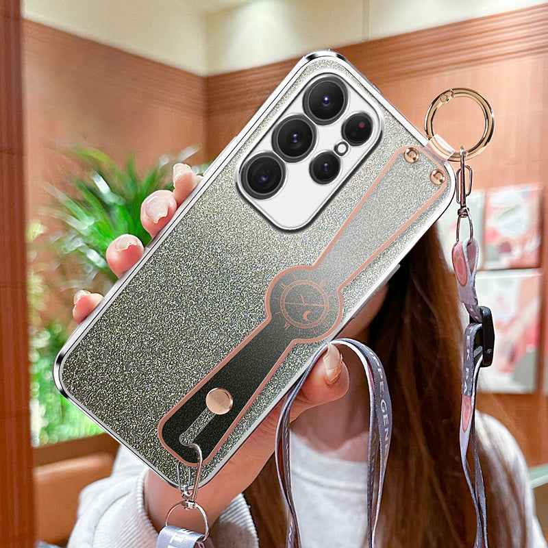 Gradient Glitter Wristband Cross Body Lanyard Samsung Phone Case