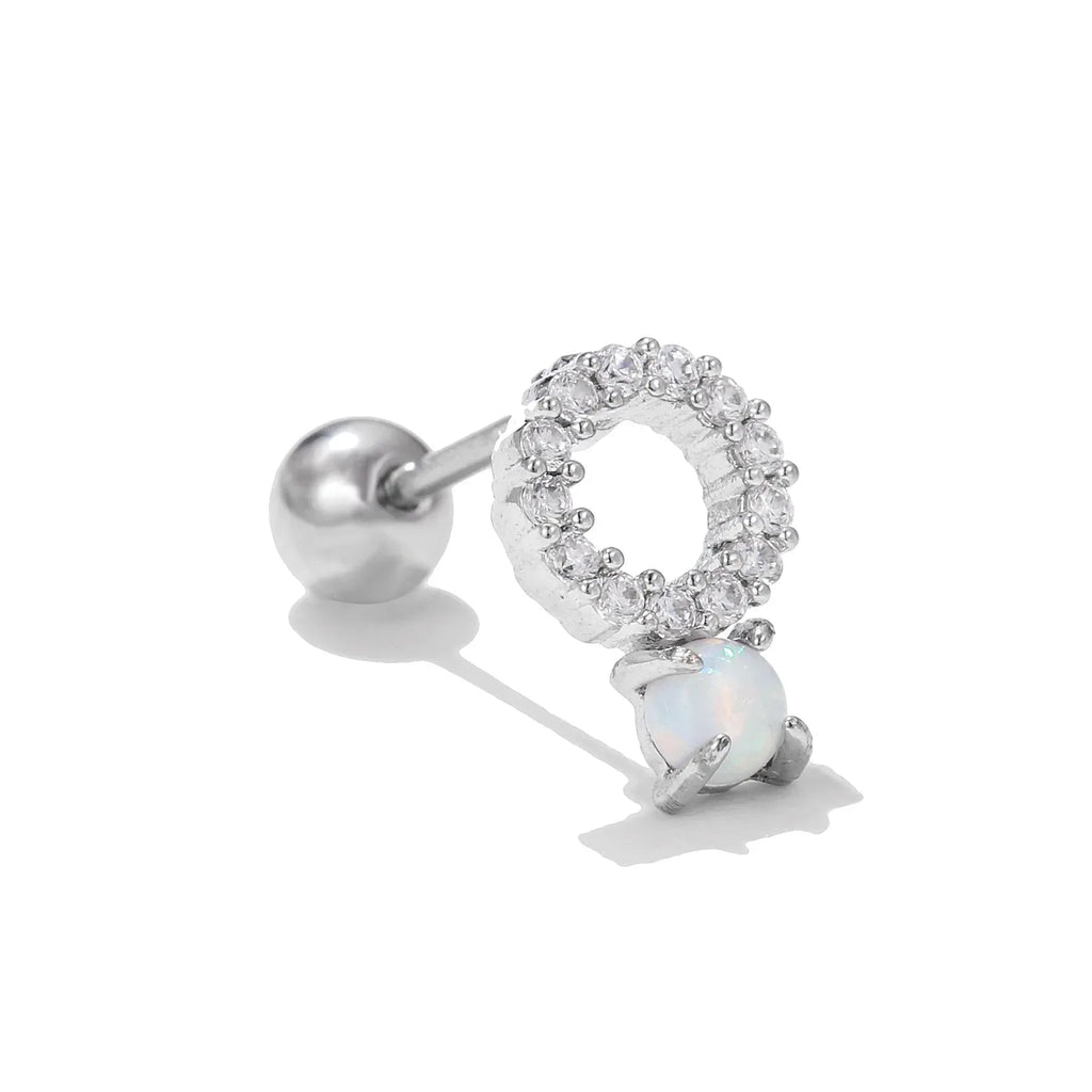 Colorful Opal Titanium Steel Stud Earrings - Viexta
