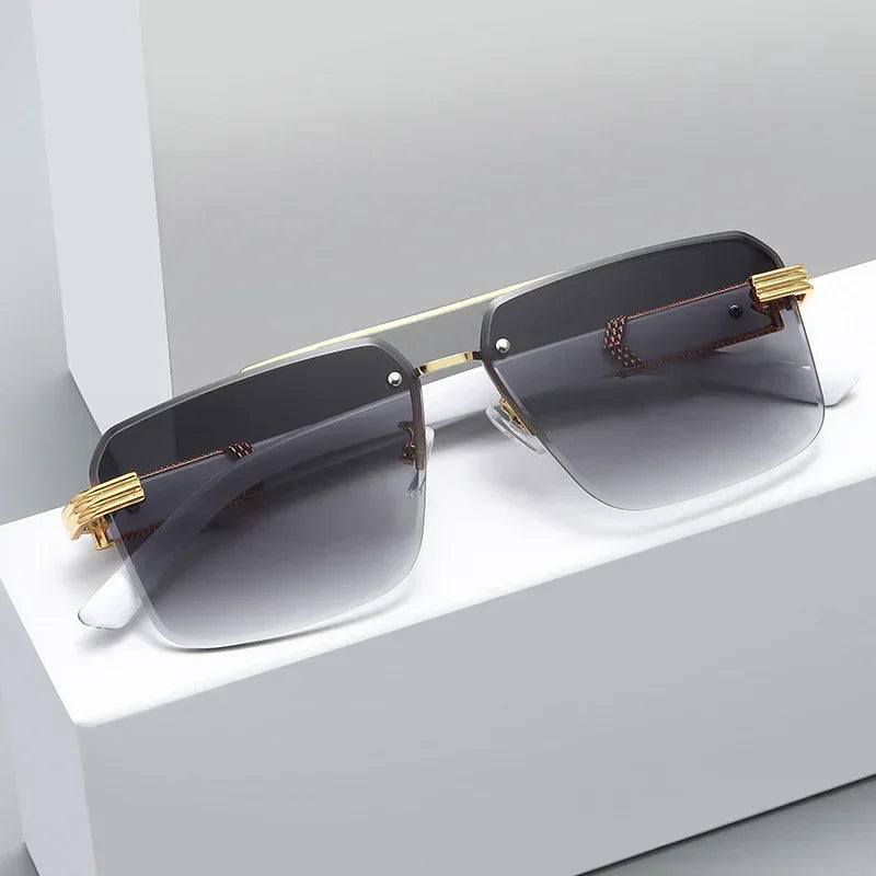 Women's Square Trimmed Sunglasses With Large Frame - Viexta