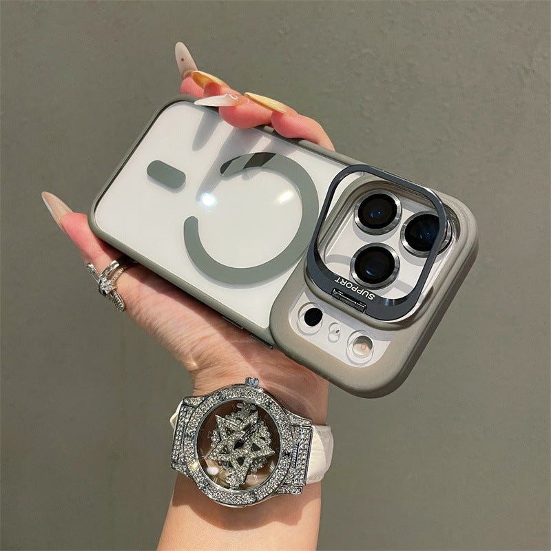 Hardware Lens Bracket Transparent Magnetic iPhone Case