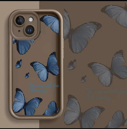 Blue Butterfly Edging Drop-resistant iPhone Case