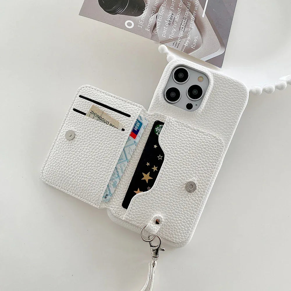 Drop-resistant Leather Down Card Holder iPhone Case - Viexta