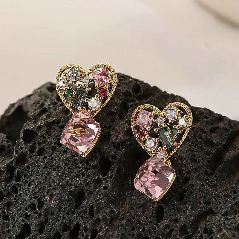 Retro Love Zircon Earrings - Viexta