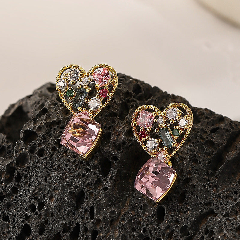Retro Love Zircon Earrings