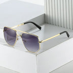 Fashion Square Metal Double Beam Sun Glasses - Viexta