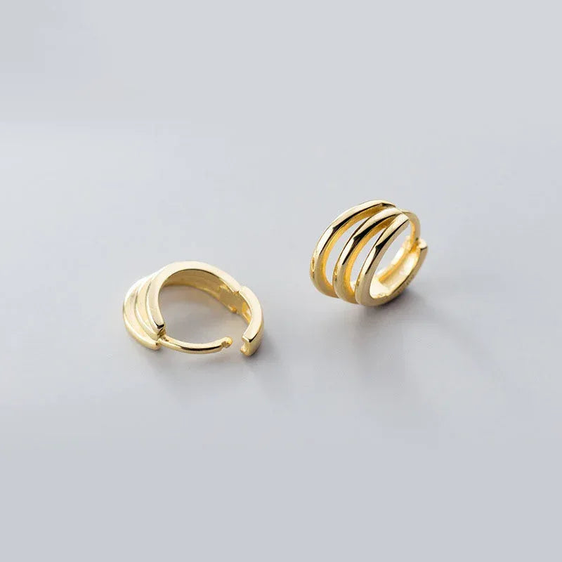 Diamond-embedded Gold-plated Versatile Earrings - Viexta