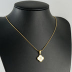 Stainless Steel Clover Shell Letter Pendant with Chain - Viexta