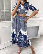 Collar Top Plus-sized Swing Dress - Viexta