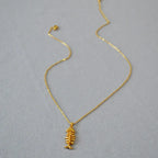 Vintage Brass Gold Plated Fishbone Necklace - Viexta