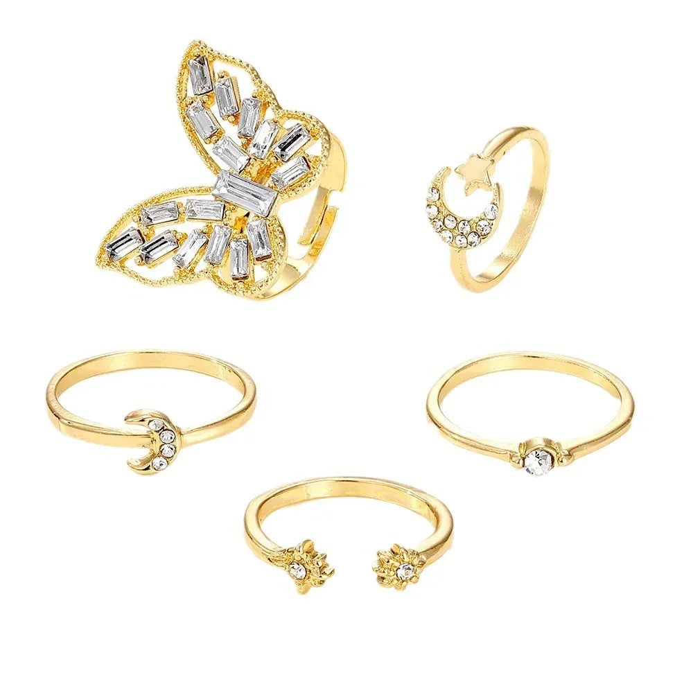 5piece Butterfly Set Rings - Viexta