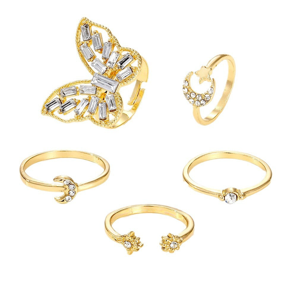 5piece Butterfly Set Rings