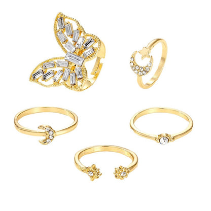 5piece Butterfly Set Rings