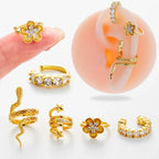 Single Piece Zircon Snake Flower Ear Clip - Viexta