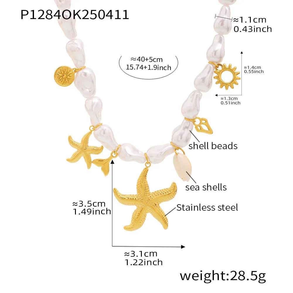 Ocean Series Baroque Shell Necklace - Viexta