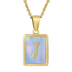 Titanium Steel 26 English Letter Blue Shell Necklace - Viexta