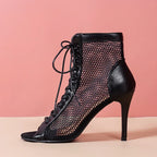 Stiletto Lace-up Peep Toe Heels - Viexta