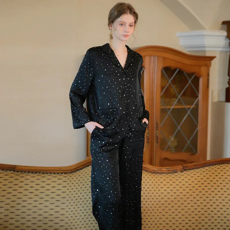 Long-sleeved Trousers Ice Silk Pajamas Suit - Viexta