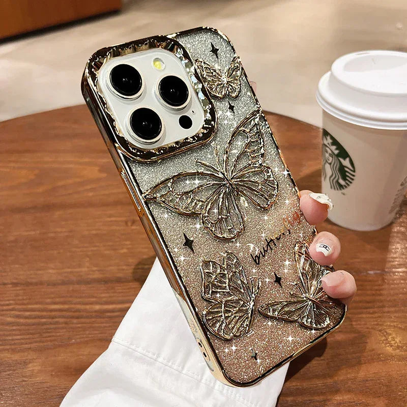 new-butterfly-glitter-anti-fall-iphone-case - Viexta