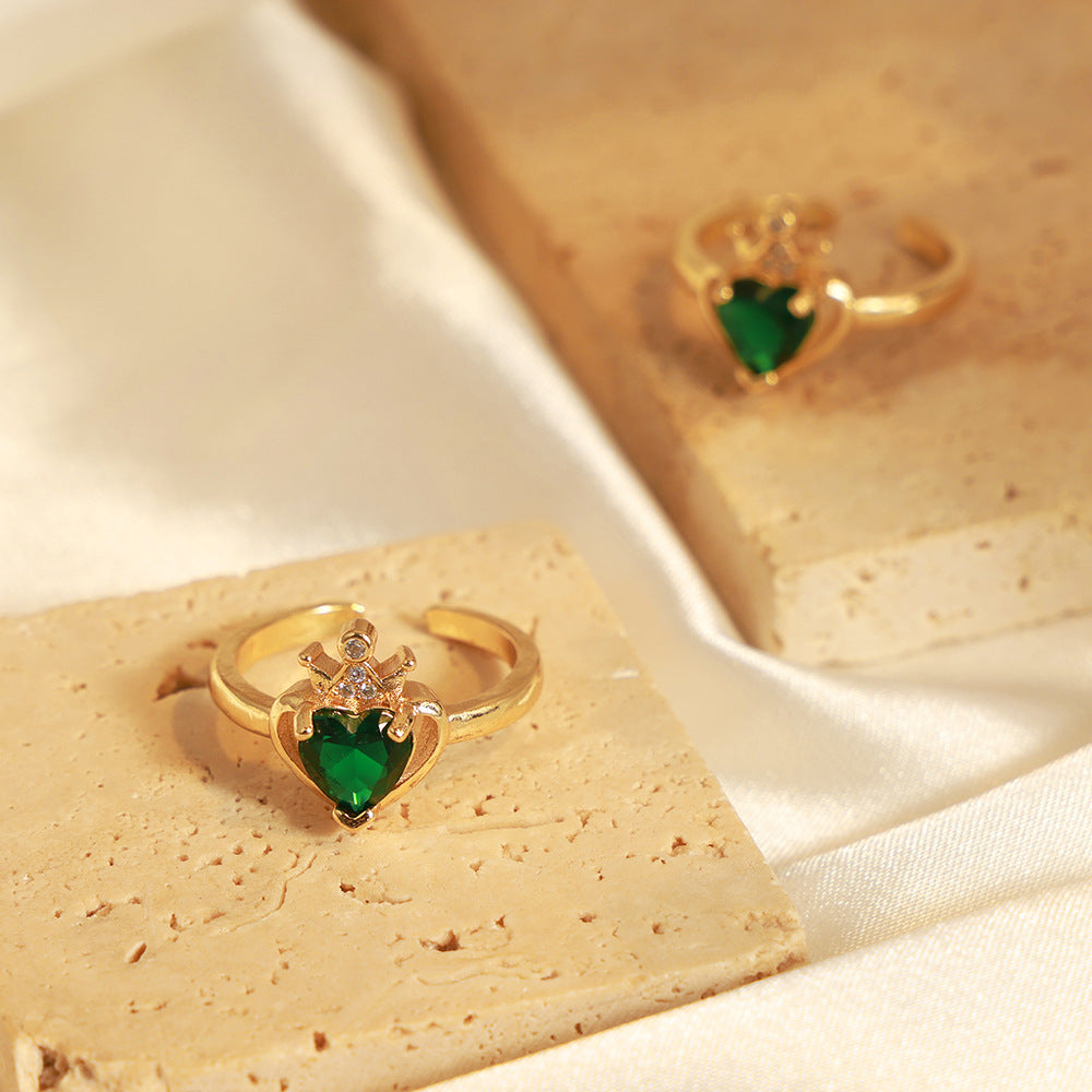 Light Luxury Heart-shaped Zircon Ring
