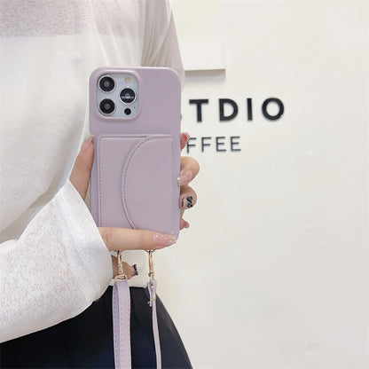 Card Holder Lanyard Litchi Sling Shoulder IPhone Case