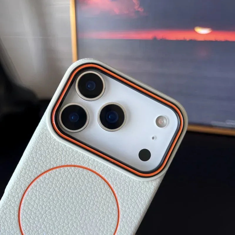 Magnetic Ring Litchi Pattern iPhone Case - Viexta
