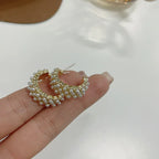 New C-type Inlaid Pearl Earrings - Viexta