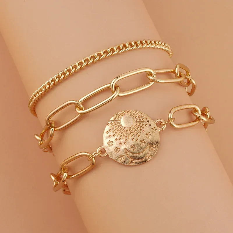 Chunky Chain Bracelet Three-piece Set - Viexta