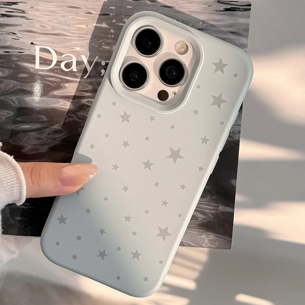 Minimally Designed Ins Grey Star Silicone iPhone Case - Viexta
