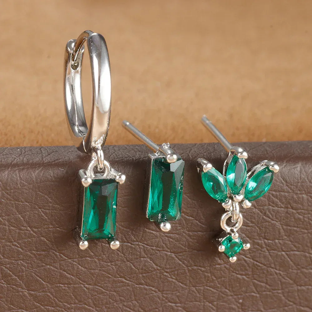 Three-piece Set Square Stud Earrings - Viexta