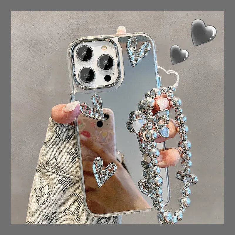 electroplating-pleated-three-dimensional-heart-iphone-case - Viexta